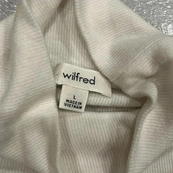 [L] Wilfred white Turtle  Neck Stretchy LS Modal Sweater - Picture 8 of 9